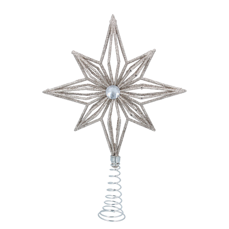 Gisela Graham Christmas Tree Star Gold Glitter with Diamond