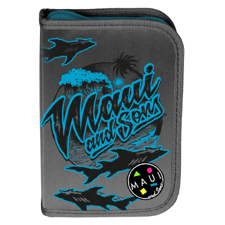 Paso Maui & Sons Pencil Case with Sharks and Palm Trees - 23 Pieces