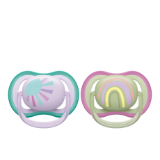 Philips Avent Ultra Air Silicone 0–6M Pastel & Rainbow Design Pacifiers – 2 pcs